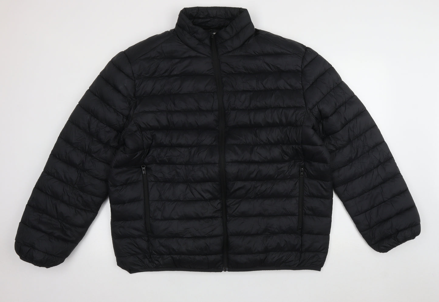 TU Mens Black   Puffer Jacket Coat Size XL  Zip