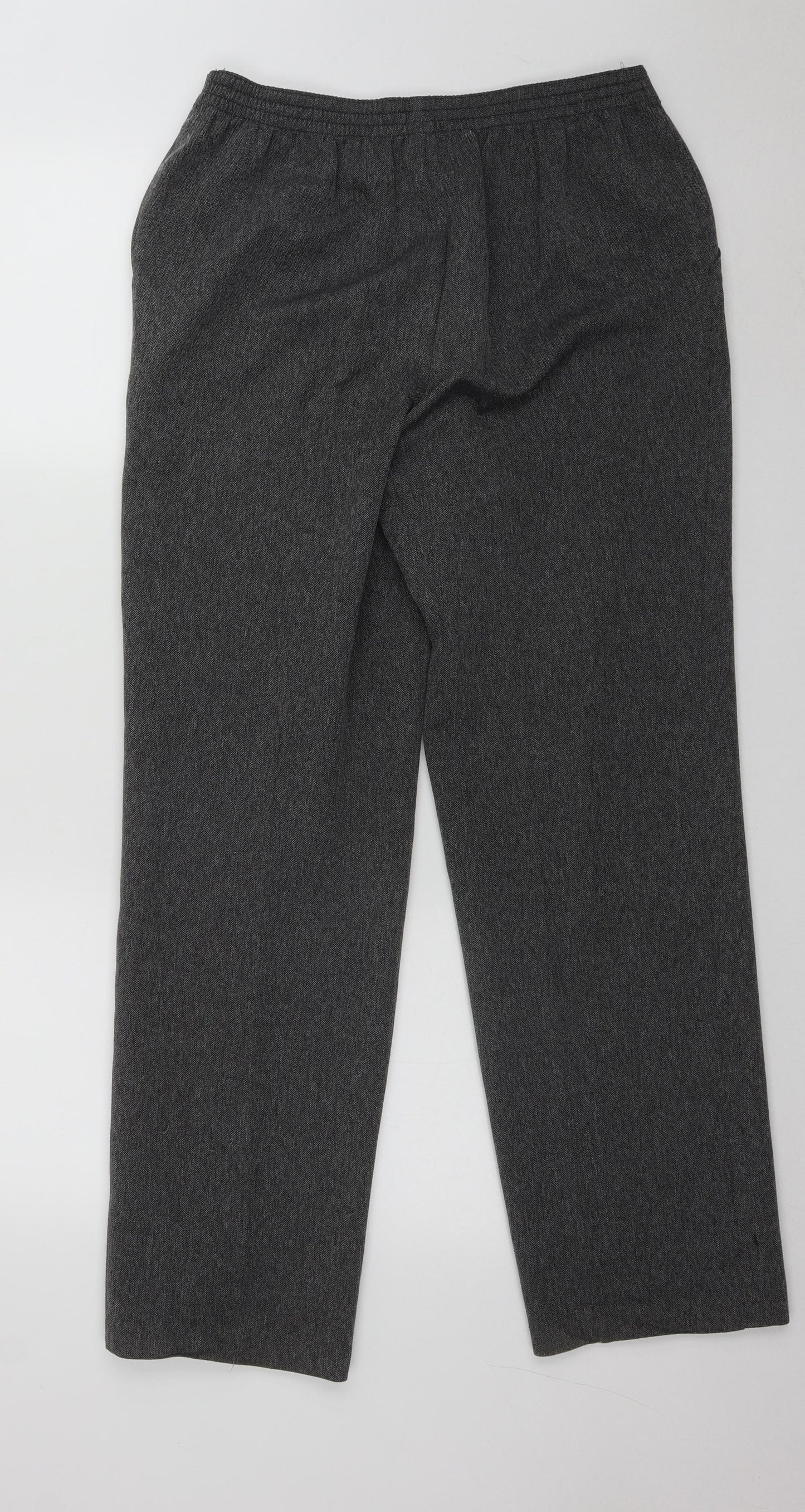 Marks and Spencer Womens Grey  Polyester Trousers  Size 12 L26 in Regular  - Elasticated Waist , Pockets