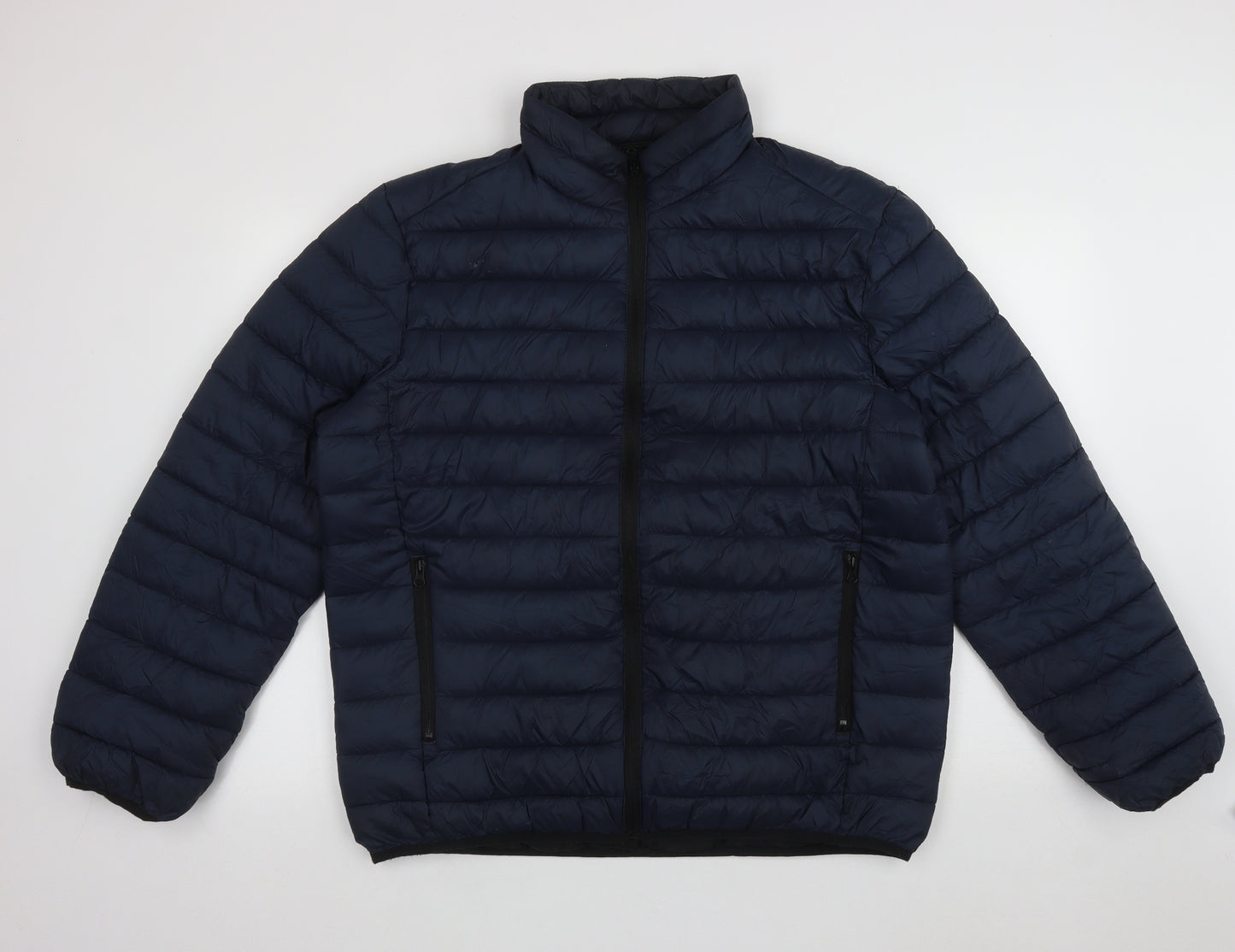 TU Mens Blue   Pea Coat Coat Size L  Zip