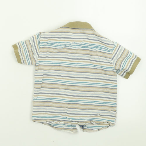 Matalan Boys Brown Striped Cotton Basic Button-Up Size 4-5 Years Collared Button
