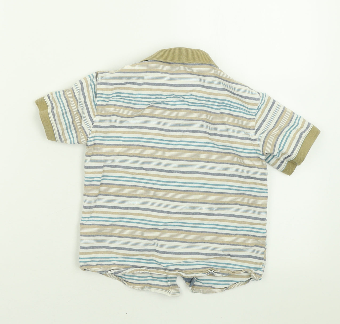 Matalan Boys Brown Striped Cotton Basic Button-Up Size 4-5 Years Collared Button