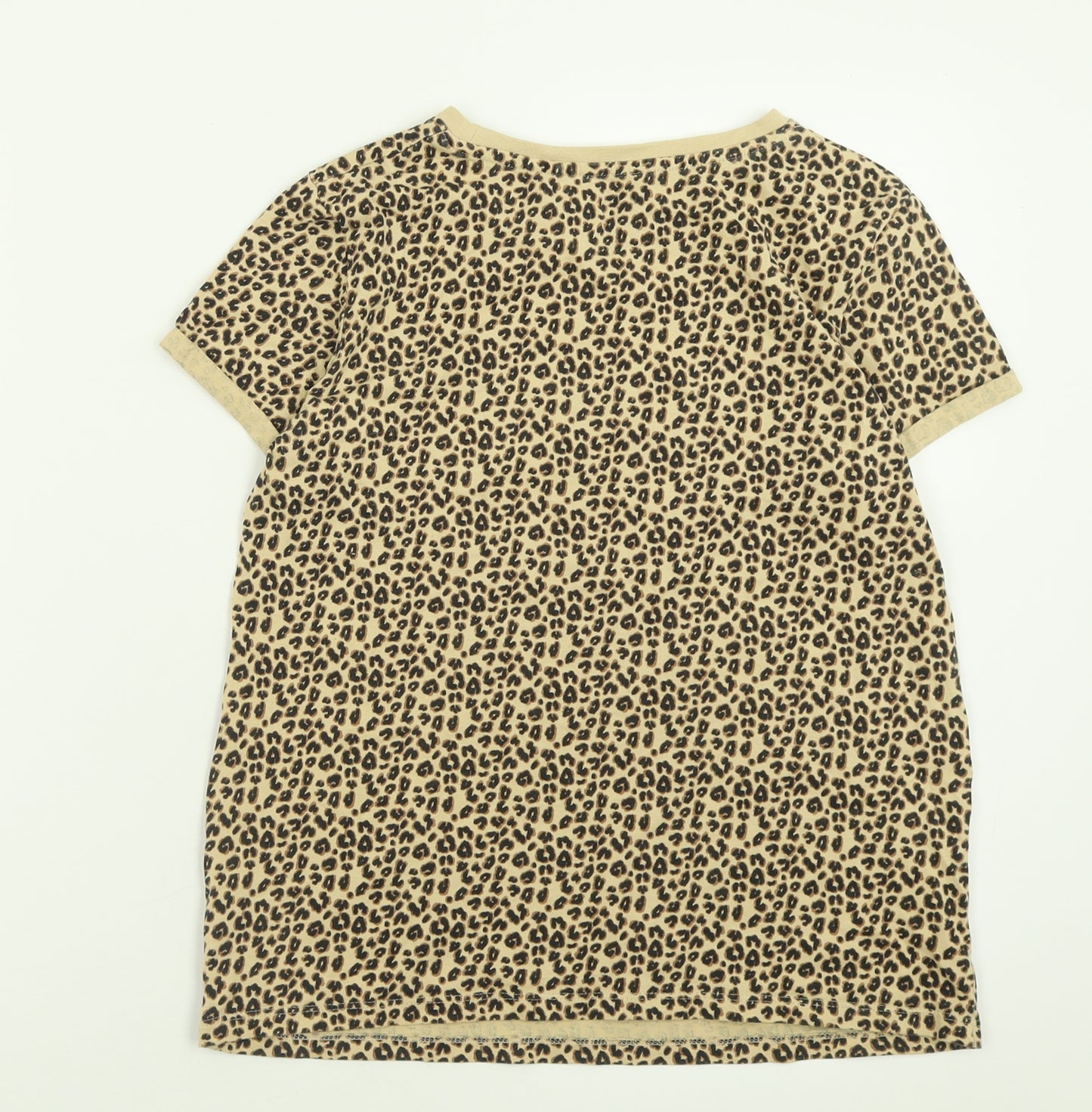 NEXT Girls Brown Animal Print Cotton Basic T-Shirt Size 14 Years Crew Neck Pullover