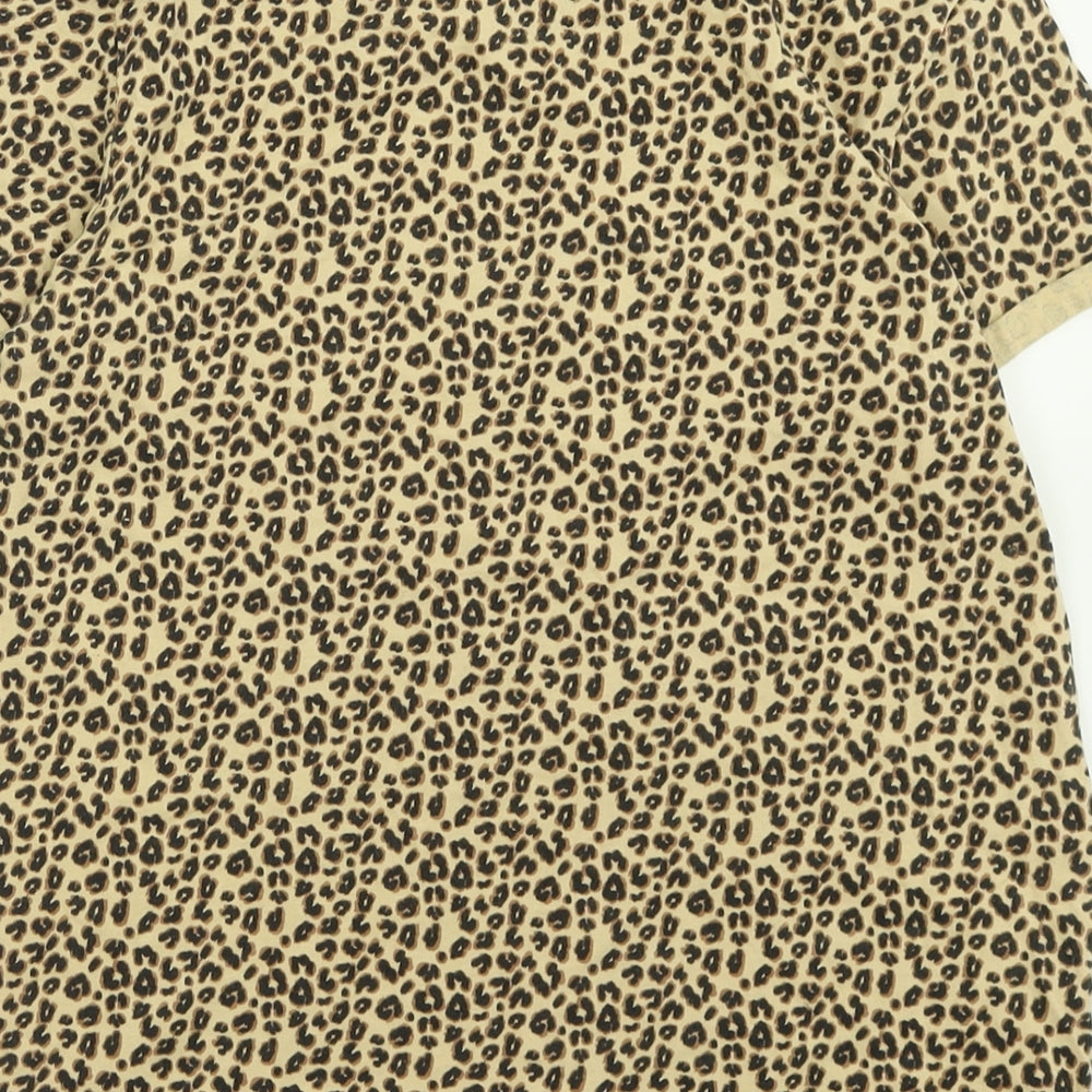NEXT Girls Brown Animal Print Cotton Basic T-Shirt Size 14 Years Crew Neck Pullover