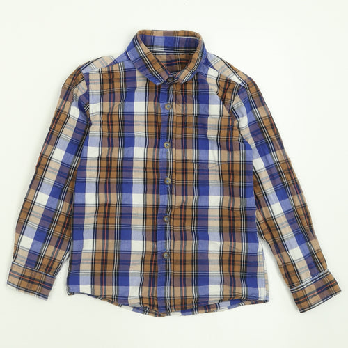 Dunnes Stores Boys Multicoloured Plaid Cotton Basic Button-Up Size 5 Years Collared Button