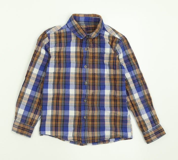 Dunnes Stores Boys Multicoloured Plaid Cotton Basic Button-Up Size 5 Years Collared Button