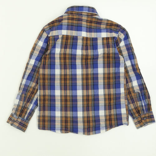 Dunnes Stores Boys Multicoloured Plaid Cotton Basic Button-Up Size 5 Years Collared Button