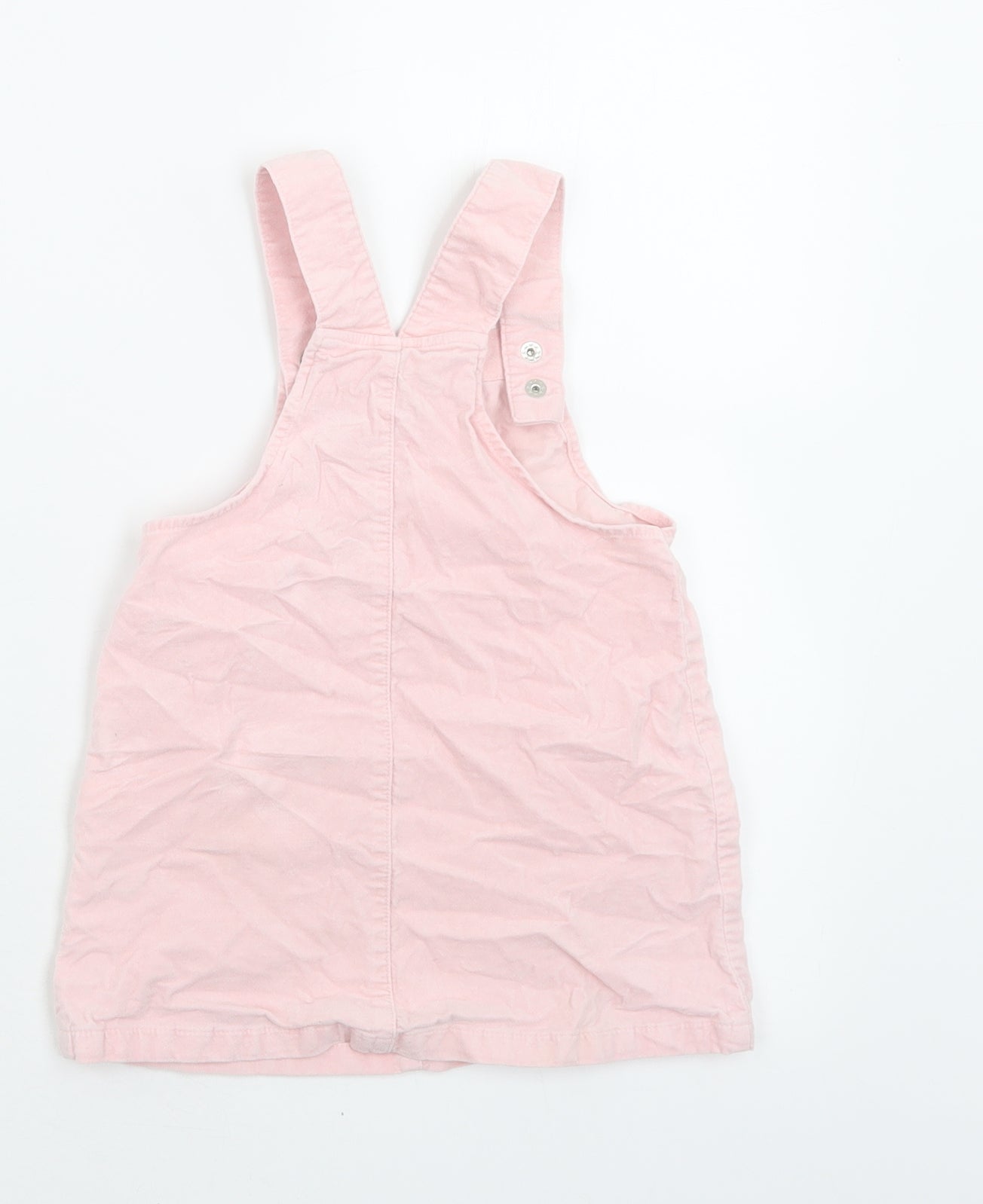 H&M Girls Pink  Cotton Pinafore/Dungaree Dress  Size 18-24 Months  Square Neck Button