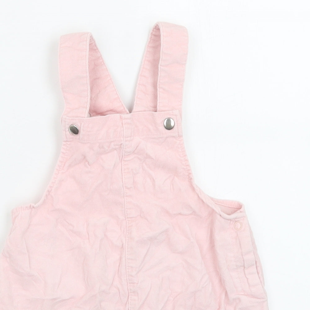 H&M Girls Pink  Cotton Pinafore/Dungaree Dress  Size 18-24 Months  Square Neck Button