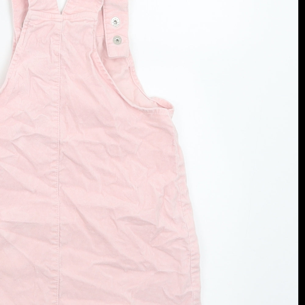 H&M Girls Pink  Cotton Pinafore/Dungaree Dress  Size 18-24 Months  Square Neck Button
