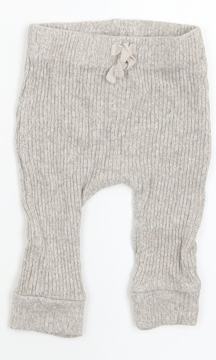 George Girls Beige Viscose Capri Trousers Size 3-6 Months Tie