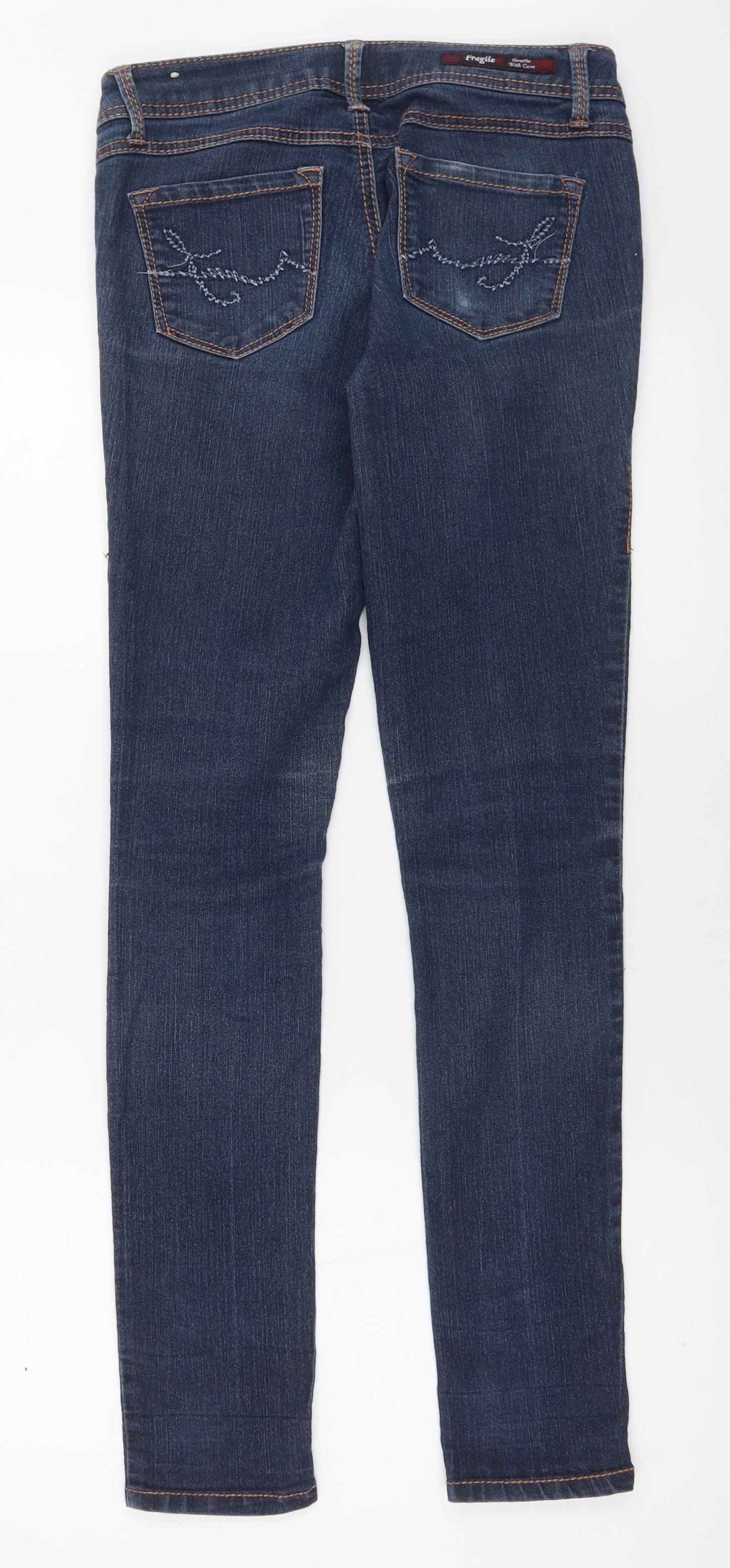 Fragile Womens Blue  Cotton Skinny Jeans Size S L31 in Regular Button -