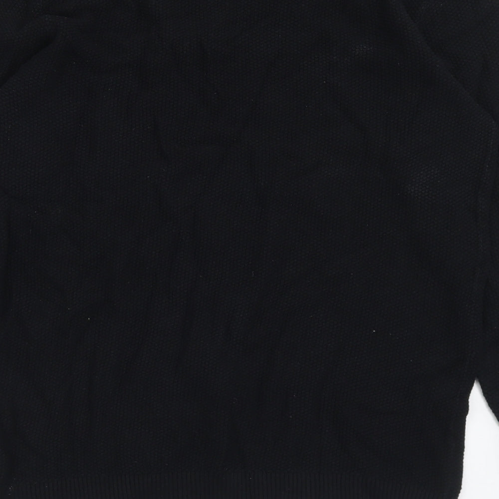 JACK & JONES Mens Black Crew Neck  Cotton Pullover Jumper Size L