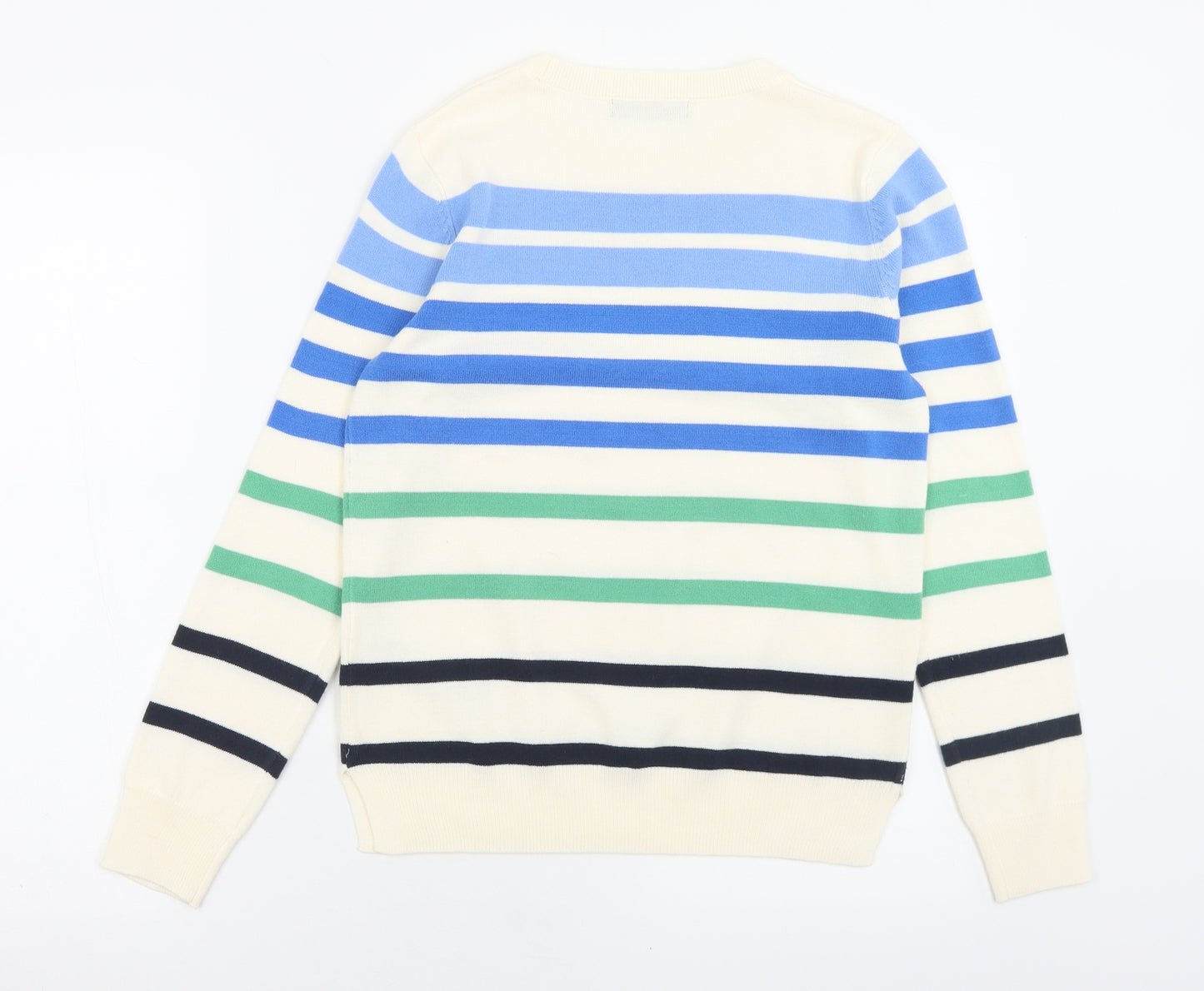 Marks and Spencer Womens Multicoloured Crew Neck Striped Acrylic Pullover Jumper Size 10