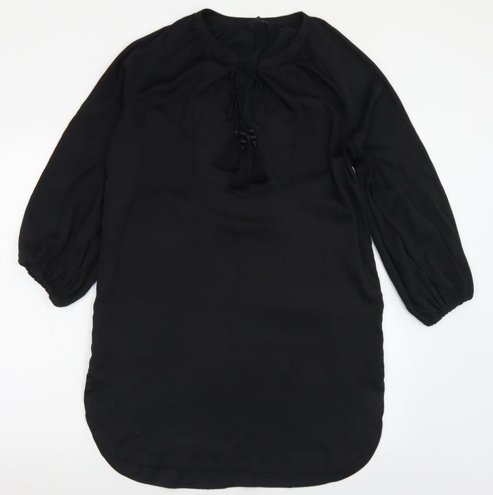H&M Womens Black  Polyester A-Line  Size 10  Crew Neck Tie