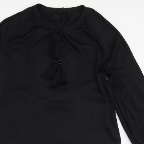 H&M Womens Black  Polyester A-Line  Size 10  Crew Neck Tie