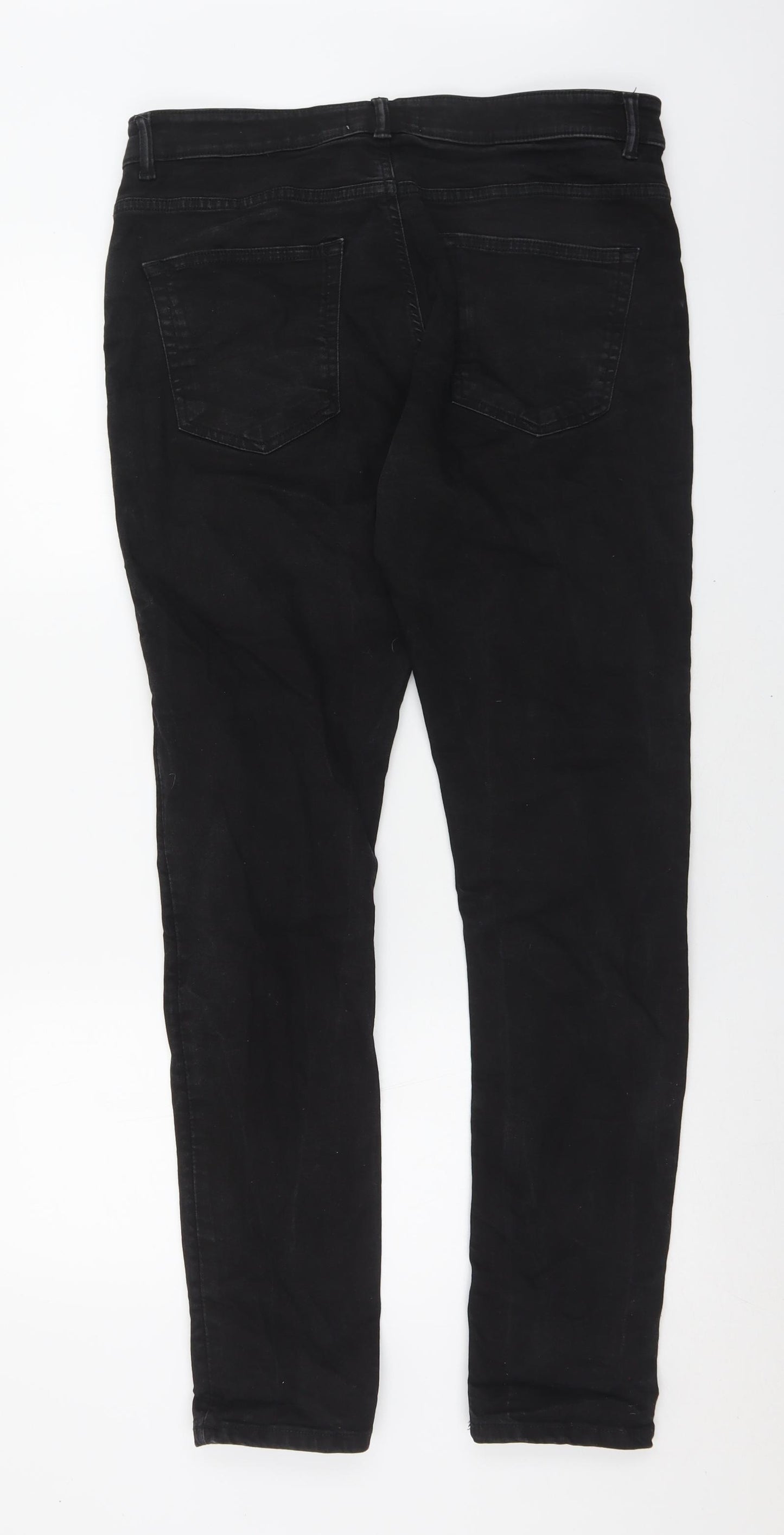 Easy Mens Black  Cotton Skinny Jeans Size 26 in L34 in Regular Button