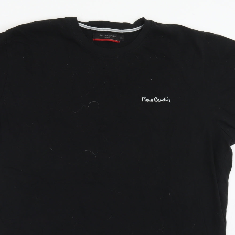 Pierre Cardin Mens Black  Cotton  T-Shirt Size XL Crew Neck
