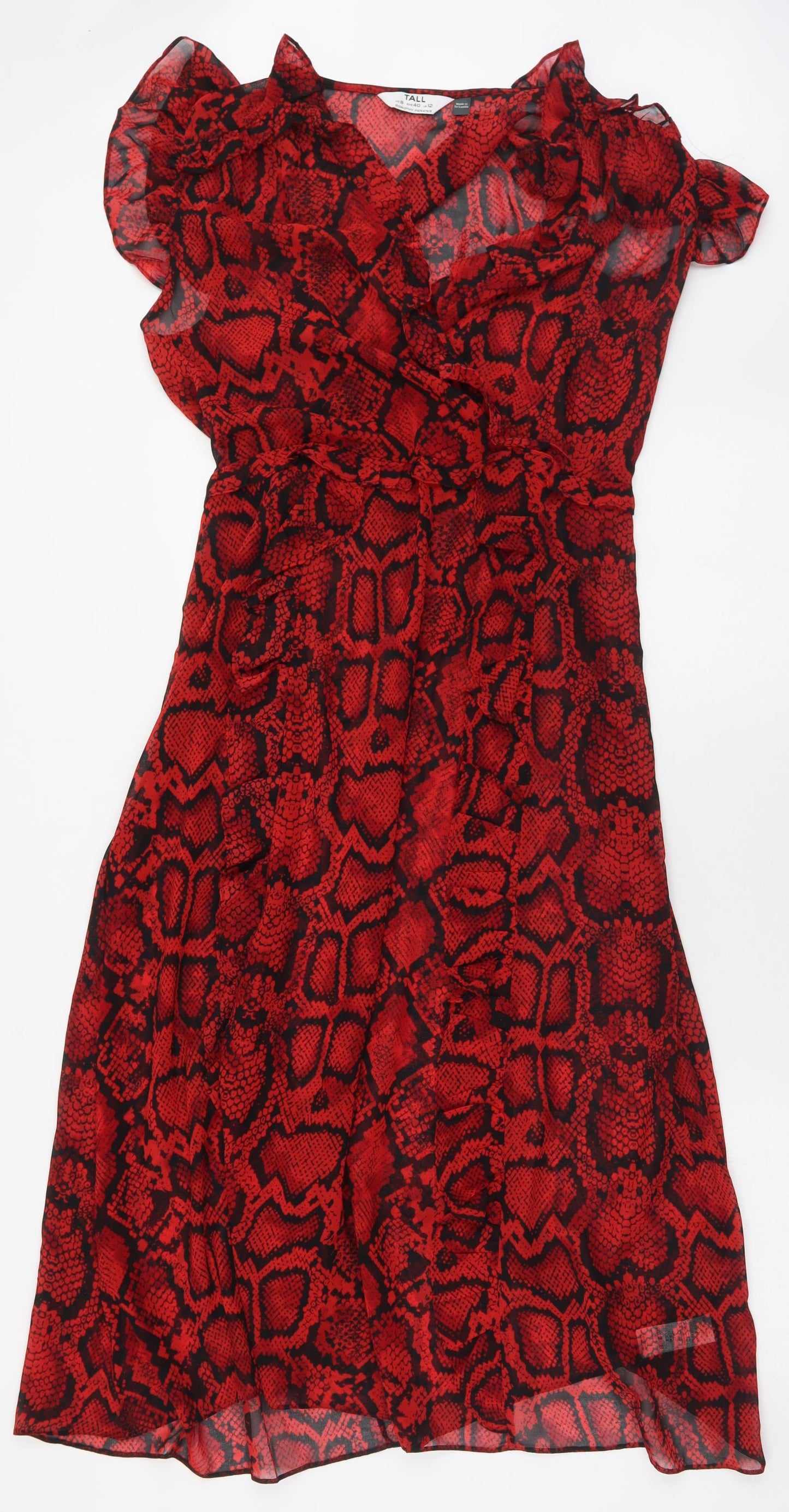 Dorothy Perkins Womens Red Animal Print Polyester A-Line  Size 12  V-Neck Pullover