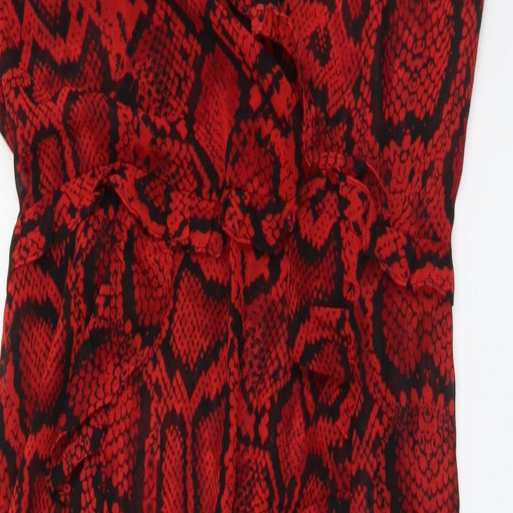 Dorothy Perkins Womens Red Animal Print Polyester A-Line  Size 12  V-Neck Pullover