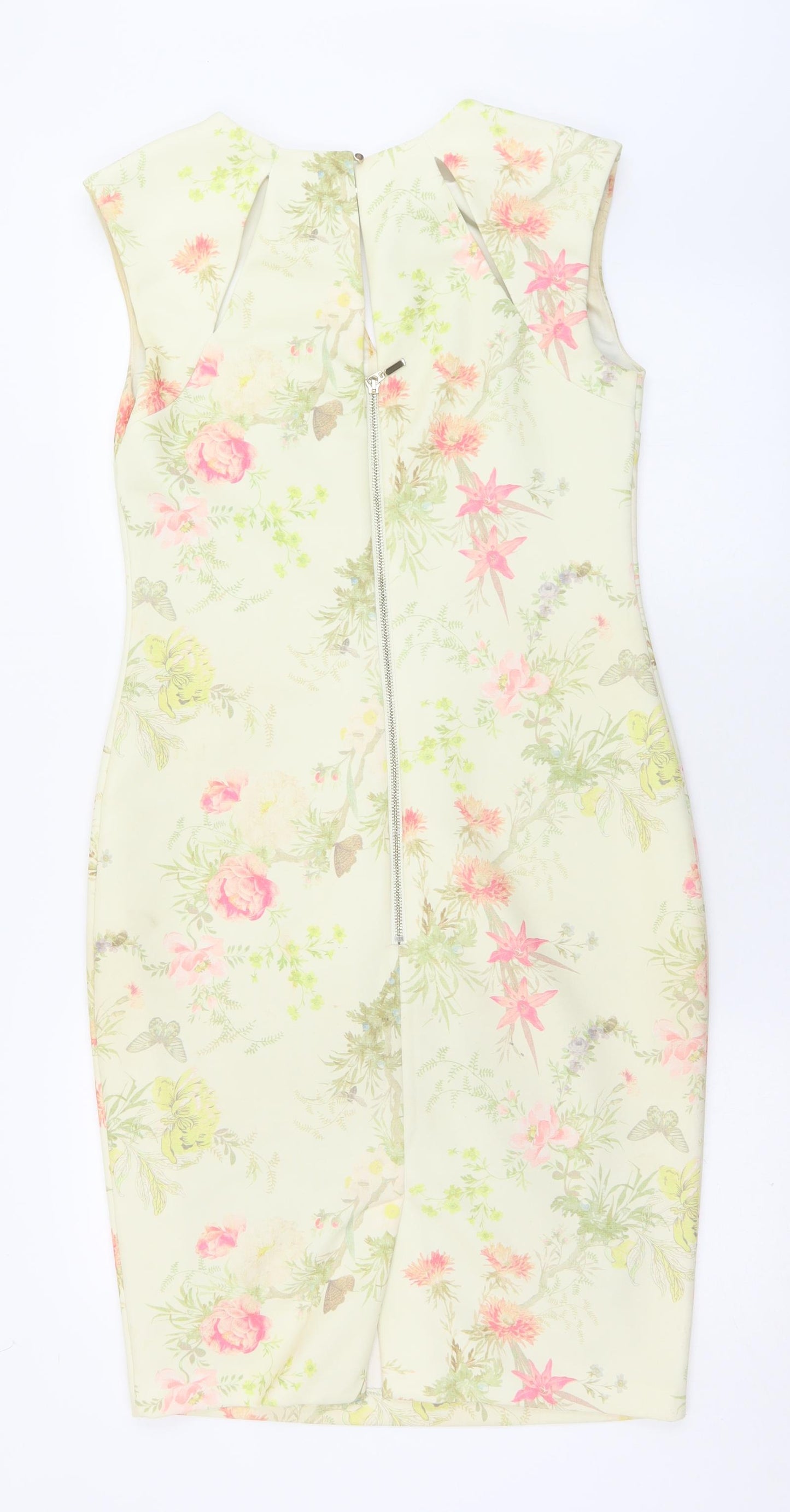 NEXT Womens Multicoloured Floral Polyester Pencil Dress  Size 12  V-Neck Button