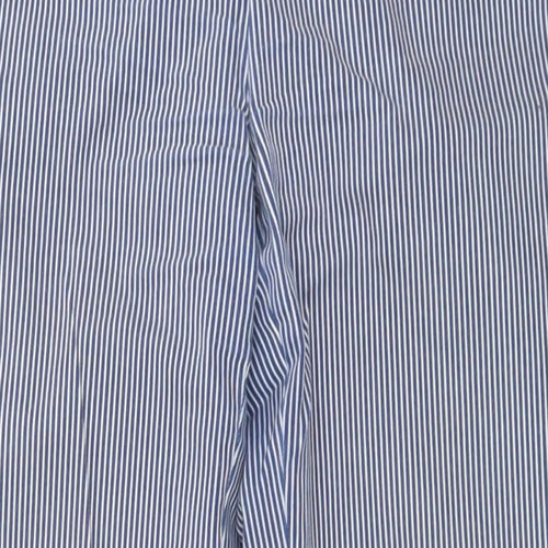 Savida Womens Blue Striped Cotton Trousers  Size 12 L28 in Regular Zip