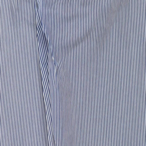Savida Womens Blue Striped Cotton Trousers  Size 12 L28 in Regular Zip
