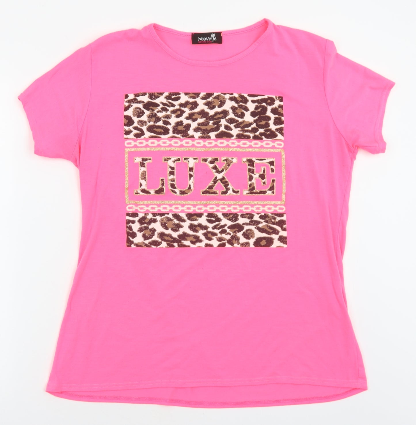 Nouvelle Womens Pink  Polyester Basic T-Shirt Size 18 Crew Neck