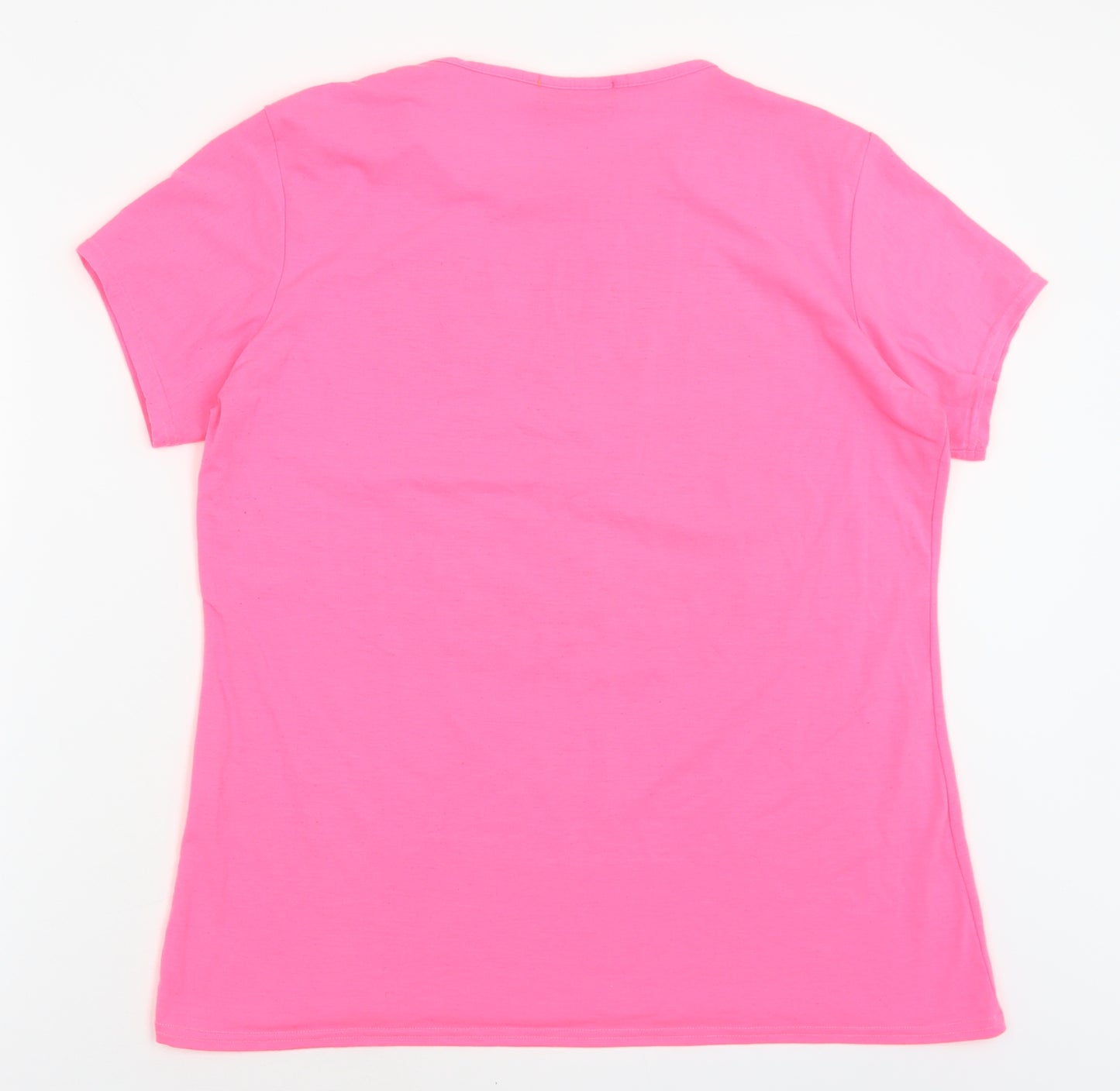 Nouvelle Womens Pink  Polyester Basic T-Shirt Size 18 Crew Neck