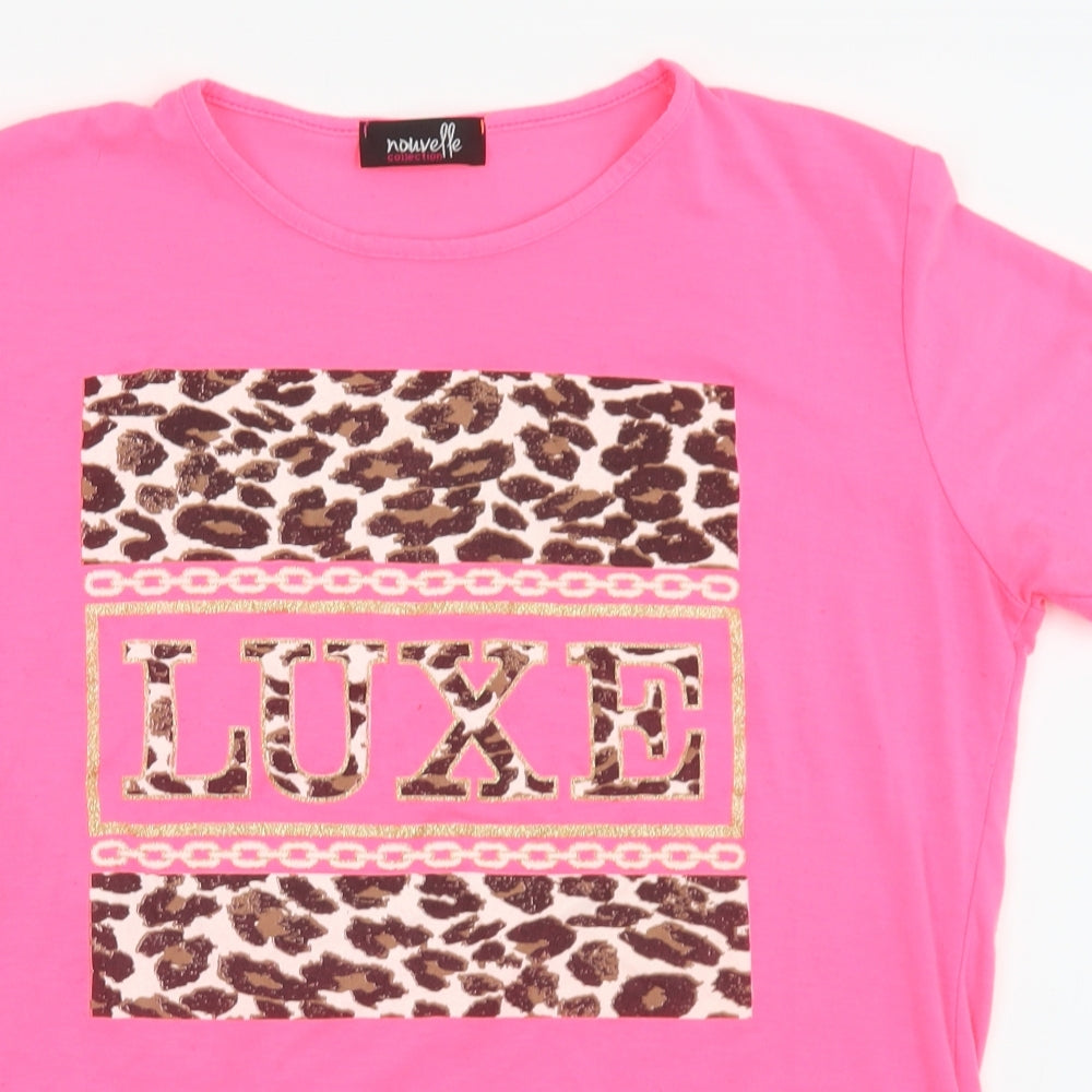 Nouvelle Womens Pink  Polyester Basic T-Shirt Size 18 Crew Neck