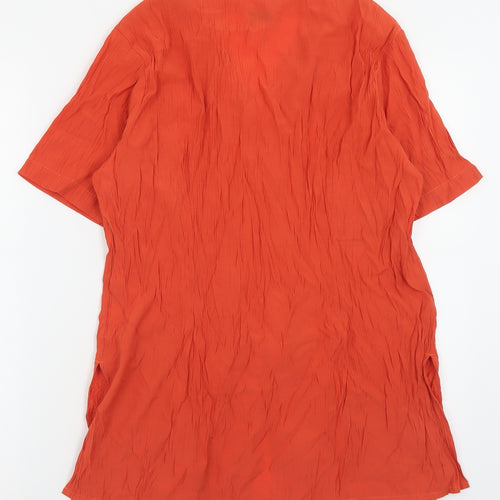 Linea Womens Orange  Viscose Basic Button-Up Size 12 V-Neck