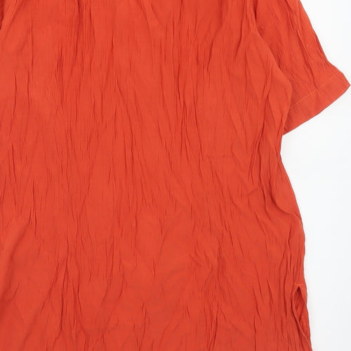 Linea Womens Orange  Viscose Basic Button-Up Size 12 V-Neck