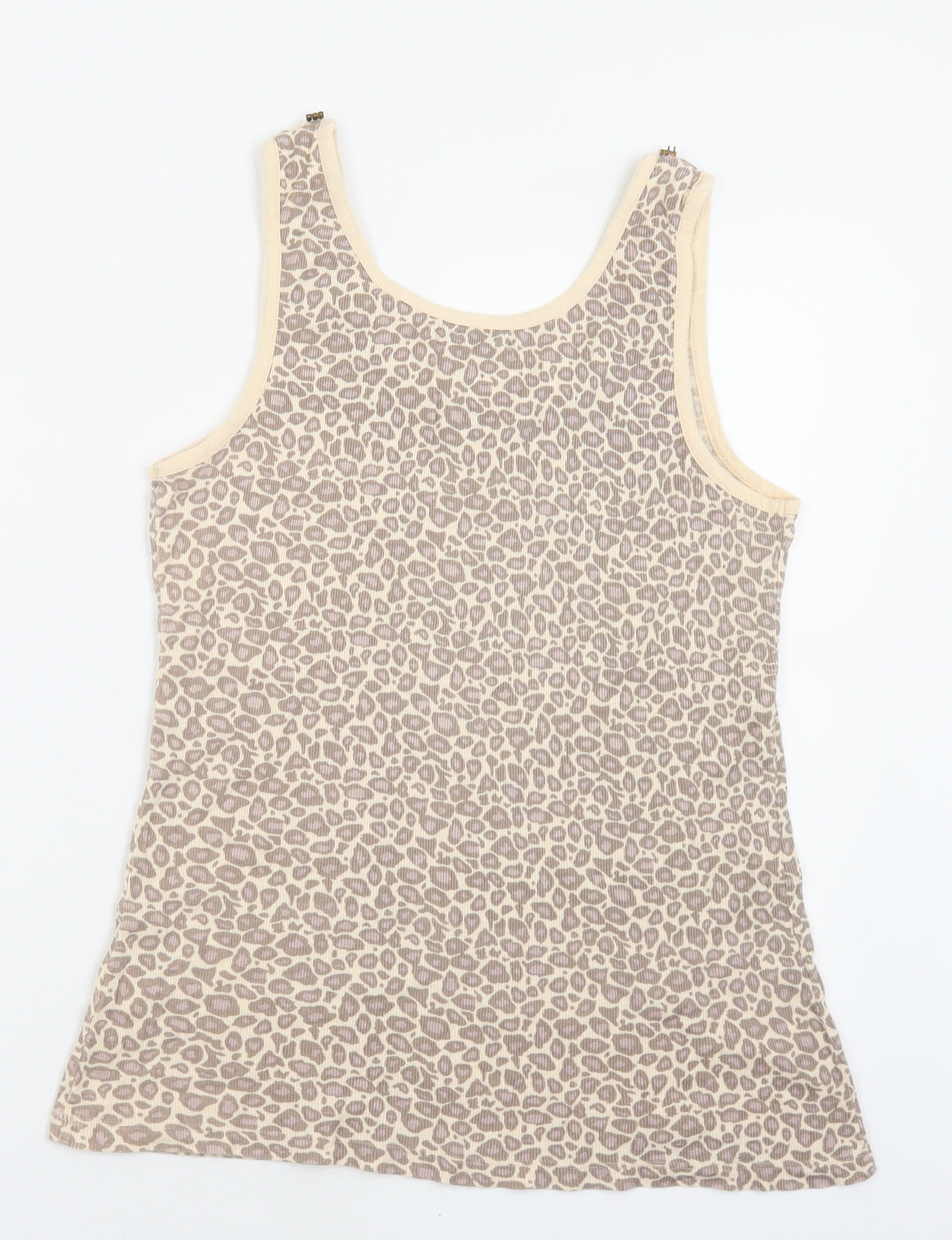 River Island Womens Brown Animal Print Cotton Basic Tank Size 16 Scoop Neck