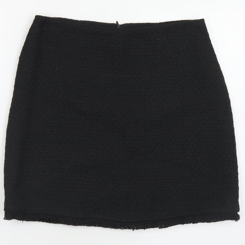 Dunnes Stores Womens Black  Polyester A-Line Skirt Size 12   Zip