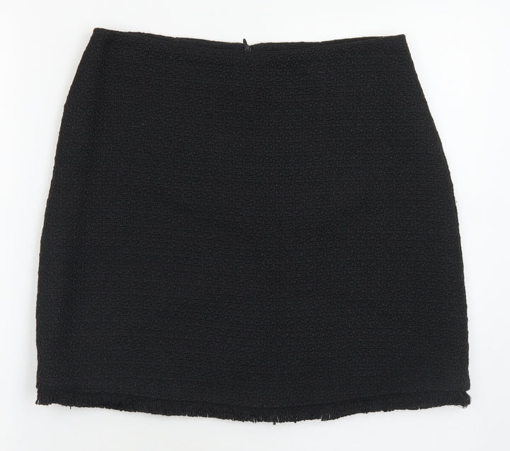 Dunnes Stores Womens Black  Polyester A-Line Skirt Size 12   Zip