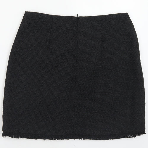 Dunnes Stores Womens Black  Polyester A-Line Skirt Size 12   Zip