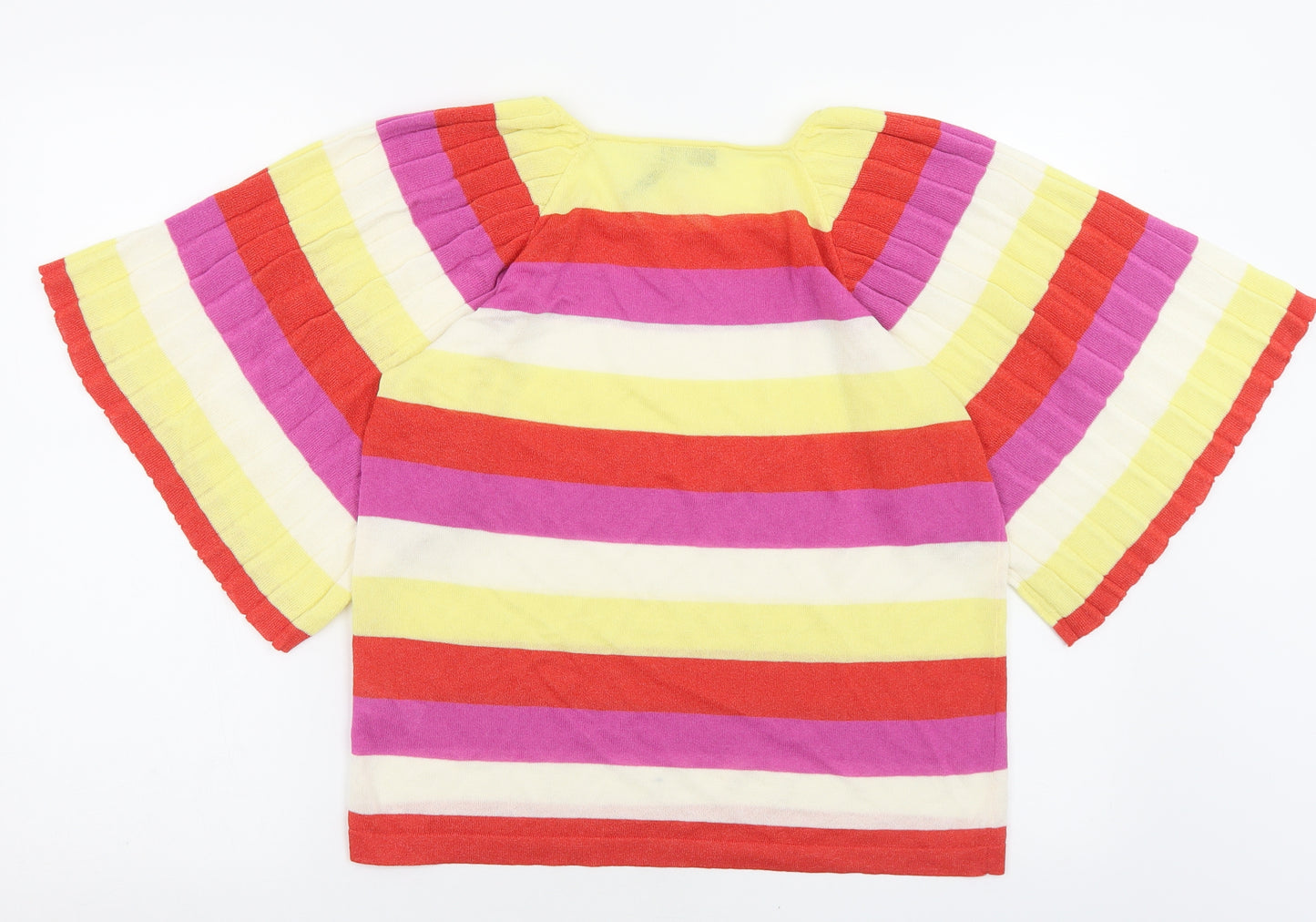 Gallery Womens Multicoloured Striped Viscose Basic T-Shirt Size S Square Neck