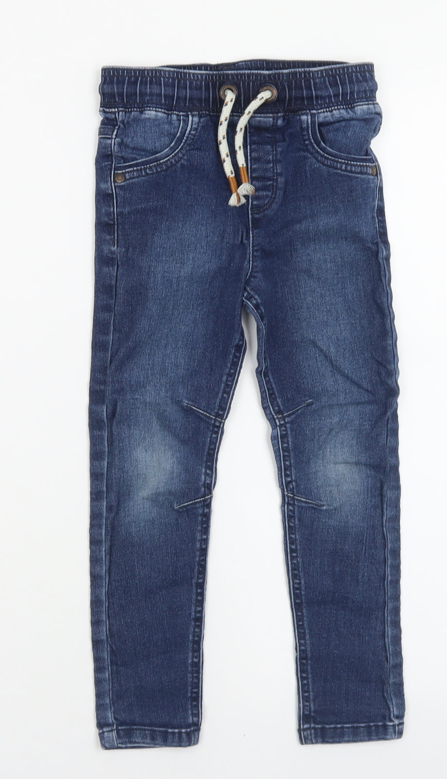 George Boys Blue  Cotton Skinny Jeans Size 4-5 Years  Regular Tie