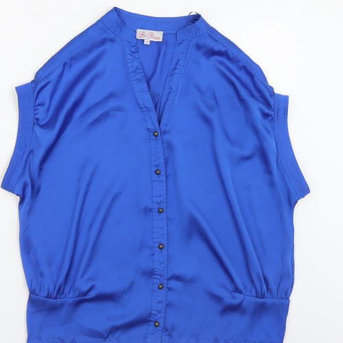 Be Beau Womens Black  Polyester Basic Button-Up Size 8 V-Neck