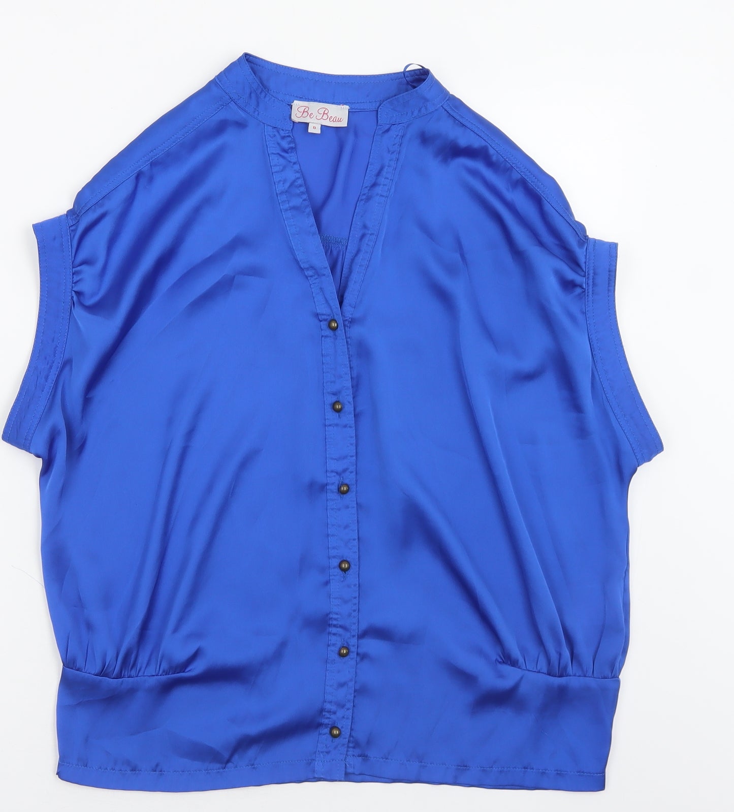 Be Beau Womens Black  Polyester Basic Button-Up Size 8 V-Neck