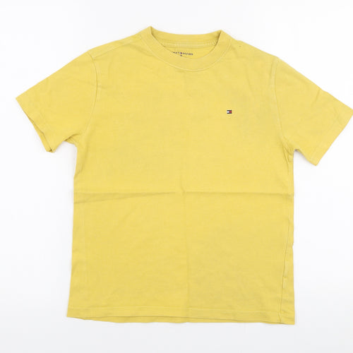 Tommy Hilfiger Boys Yellow  Polyester Jersey T-Shirt Size M Round Neck Pullover