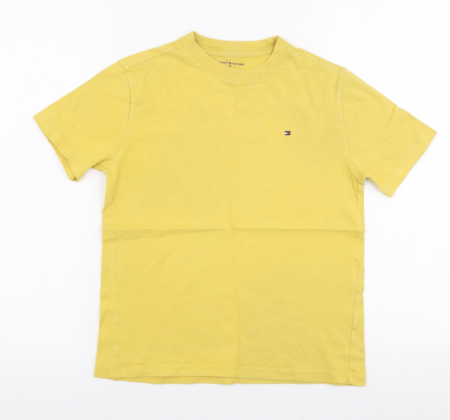 Tommy Hilfiger Boys Yellow  Polyester Jersey T-Shirt Size M Round Neck Pullover