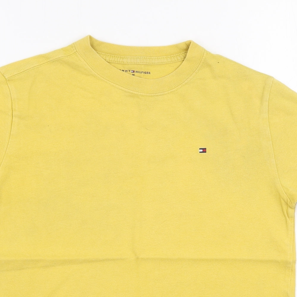 Tommy Hilfiger Boys Yellow  Polyester Jersey T-Shirt Size M Round Neck Pullover