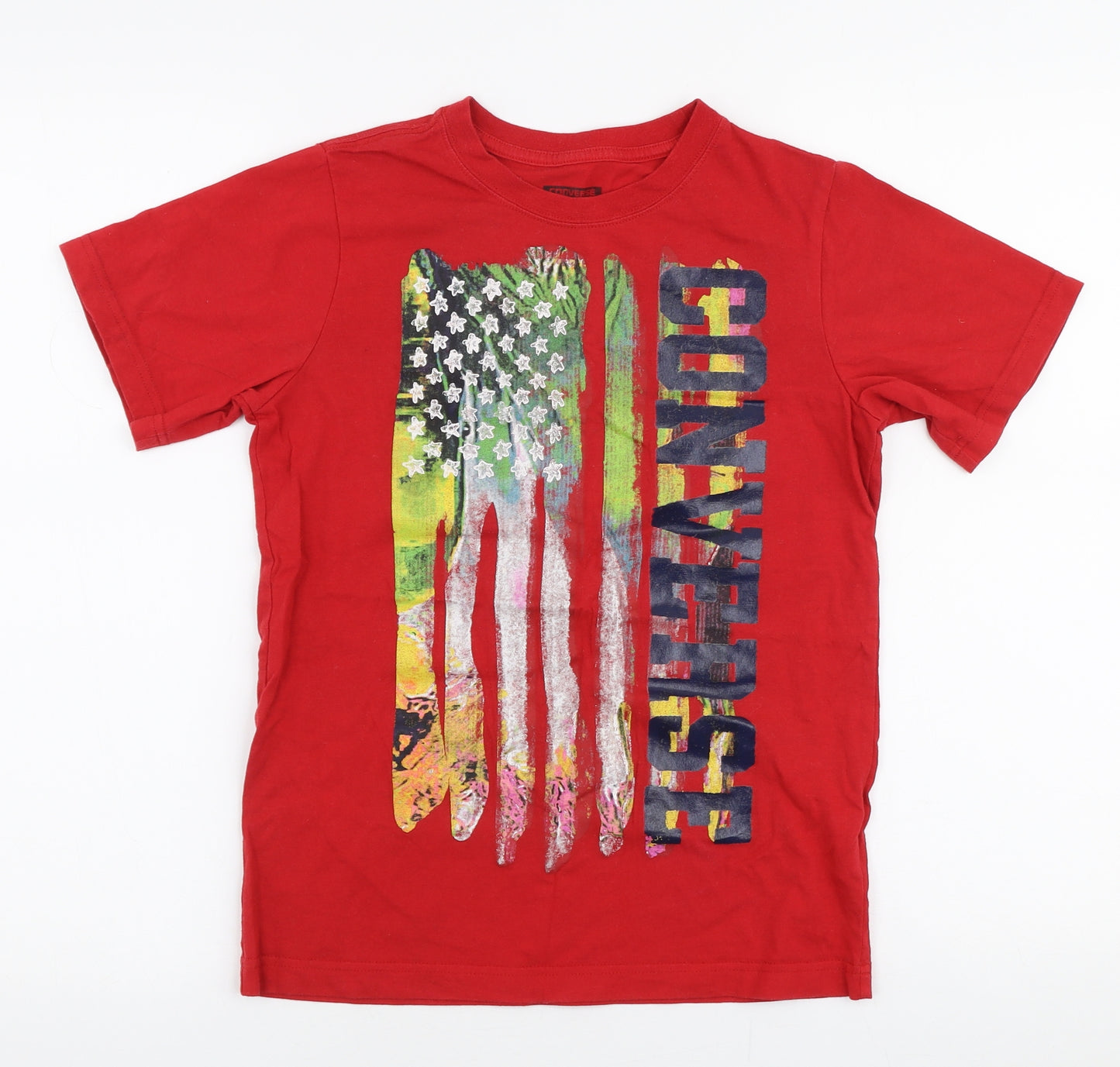 Converse Boys Red  Cotton Jersey T-Shirt Size M Round Neck Pullover