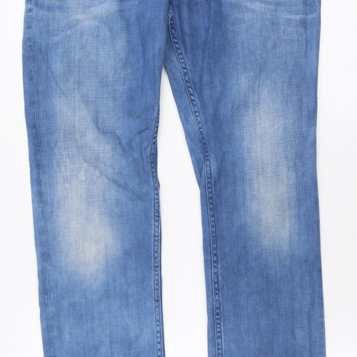 Calvin Klein Mens Blue  Cotton Straight Jeans Size 32 in L32 in Regular Button