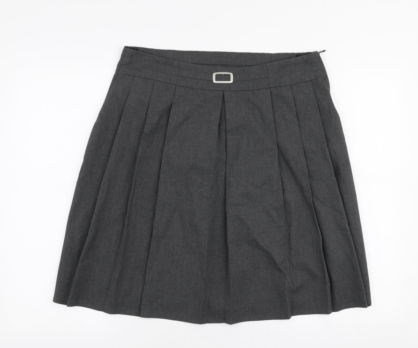 Marks and Spencer Womens Grey  Polyester Pleated Skirt Size 31 in   Zip