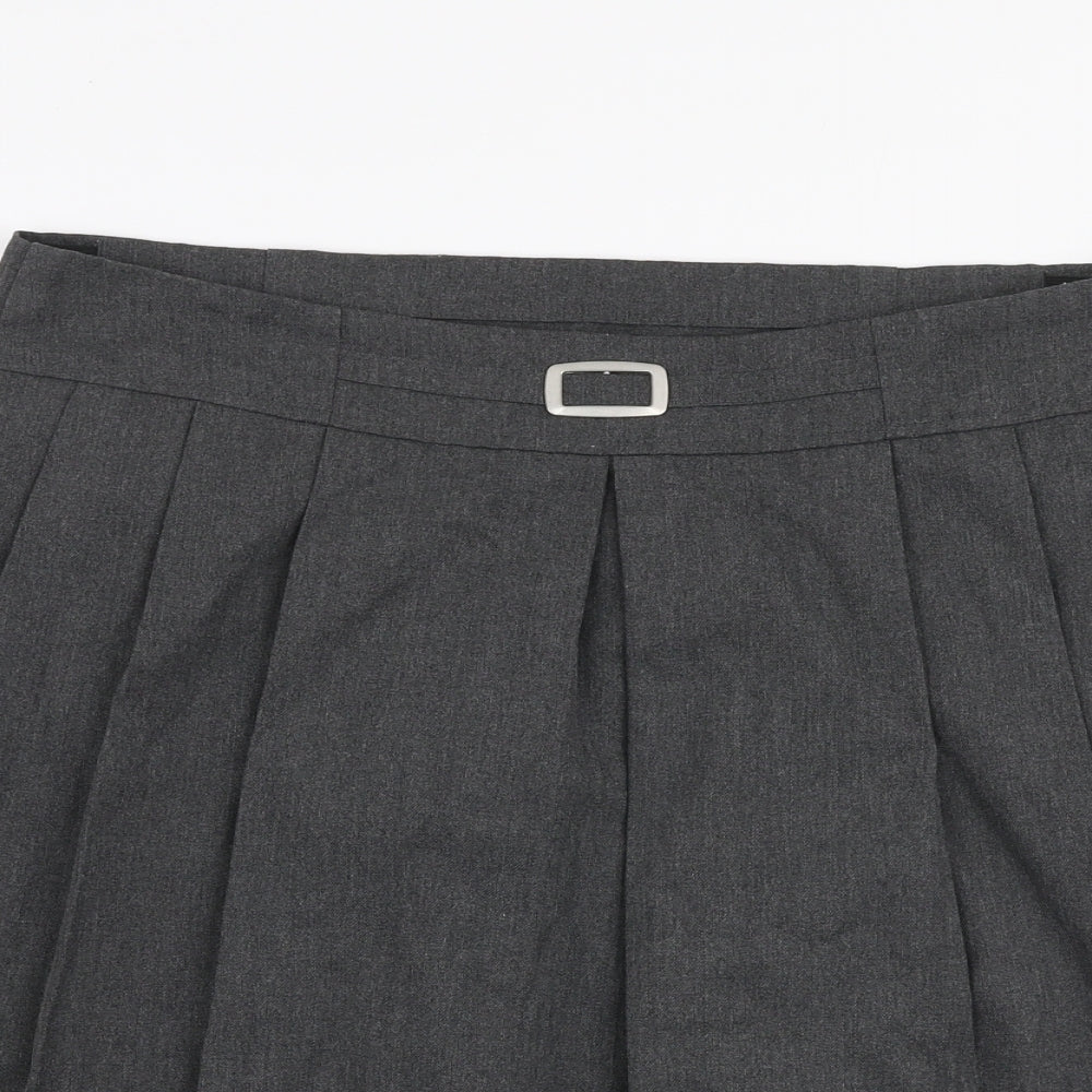 Marks and Spencer Womens Grey  Polyester Pleated Skirt Size 31 in   Zip