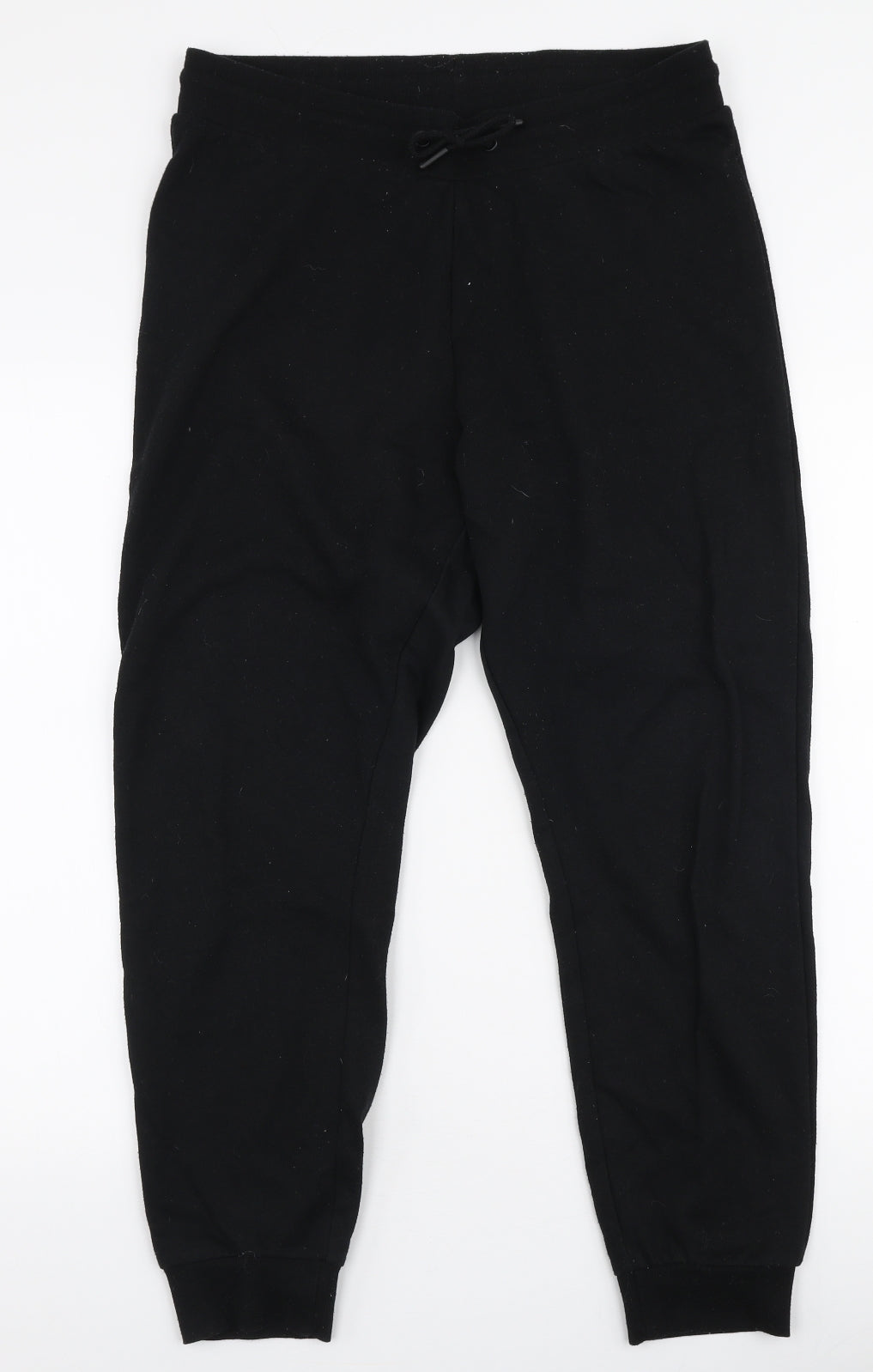 Primark Womens Black  Cotton Jogger Trousers Size M L27 in Regular Drawstring