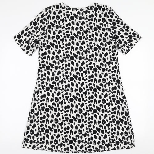 Glamourous Womens White Animal Print Polyester A-Line  Size 10  Round Neck Pullover