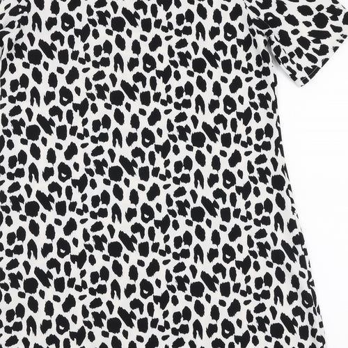 Glamourous Womens White Animal Print Polyester A-Line  Size 10  Round Neck Pullover