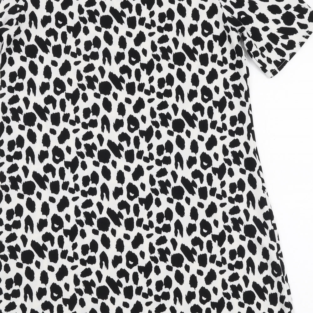Glamourous Womens White Animal Print Polyester A-Line  Size 10  Round Neck Pullover